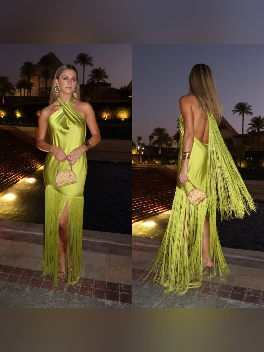 Show Me Your MuMu Lime Green Fringe Maxi Dress